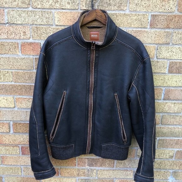 Vintage Hugo Boss Shearling Leather Jacket - Picture 8 of 12